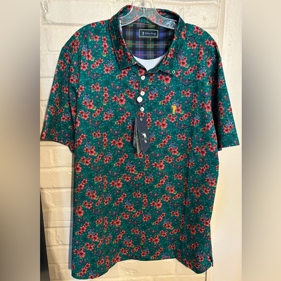 William Murray Golf Other - Men’s WILLIAM MURRAY Green All Over‎ Floral Short Sleeve Golf Polo Size XL